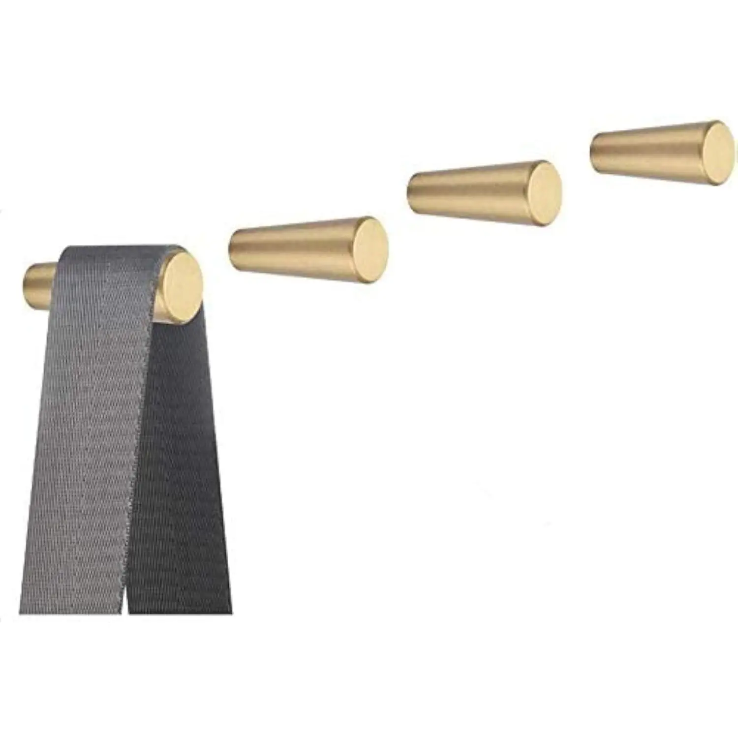 Pack of 4,  Brass Decorative Wall Hooks Towel Hook, Coat Hook Hangers Wall Mounted (Conical)