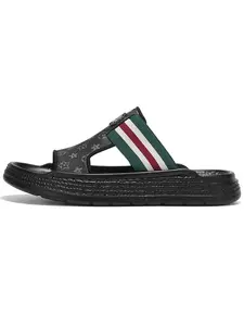 2026 New Men's Printed Sandals, Anti-Slip Thick Sole Casual Beach Shoes, Open-Toe Outdoor Home Use, PU Leather Eva Rubber