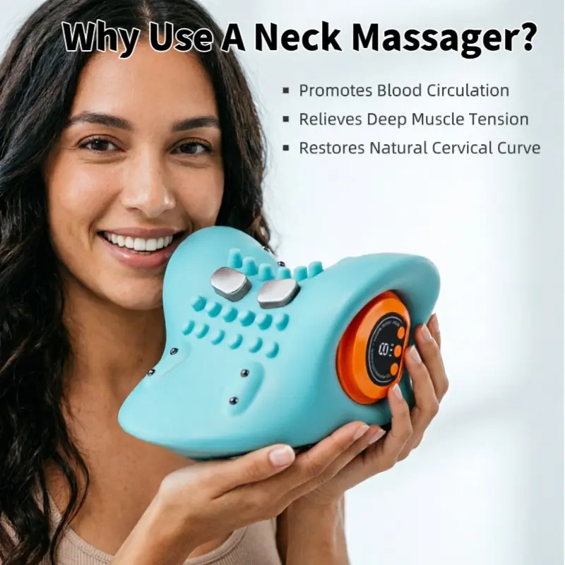 Heating Shiatsu Neck and Back Massager, Muscle Tension, Rechargeable, Remote Control, Three Modes, Ideal Relaxation Gift, Portable for Car, Office, Bed