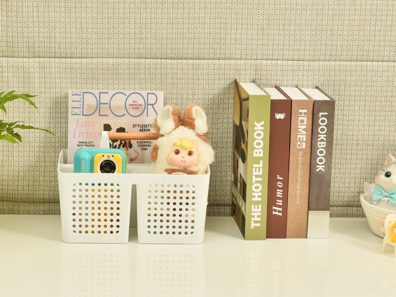 PLL Portable Shower Caddy Basket with Compartments, Plastic Divided Cleaning Caddy Organizer Storage Tote with Handle for Bathroom, College, Dorm Room Essentials, Black