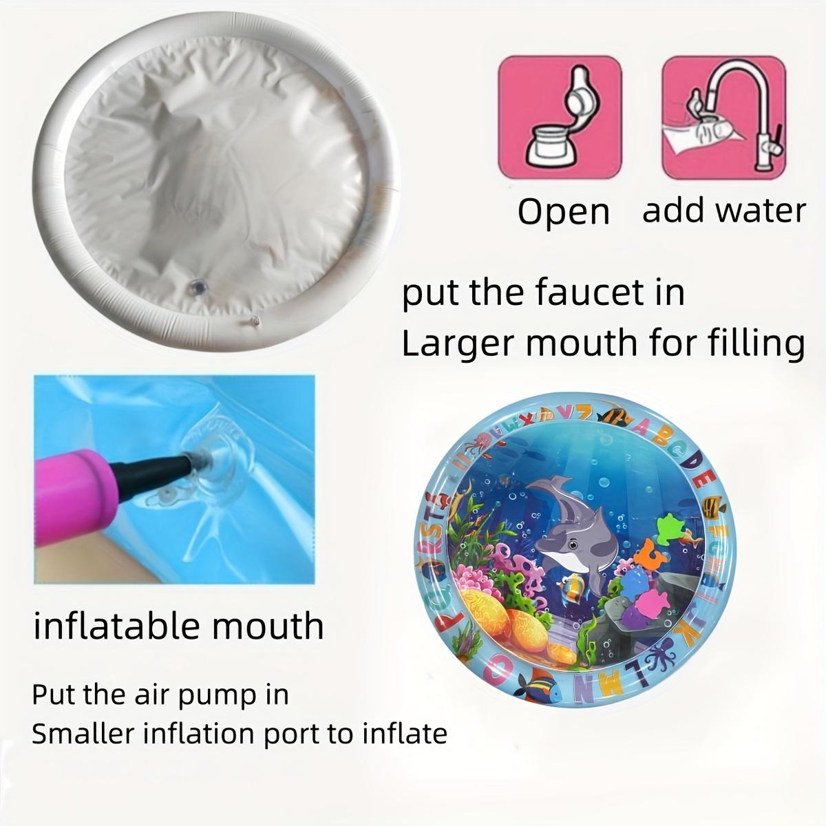 Inflatable Baby Water Game Pad, Dolphin & Coral Reef Design Inflatable Baby Water Play Mat for Summer, Durable Indoor/Outdoor Toy Pad, Tummy Time Mat, Nursery Development Mat