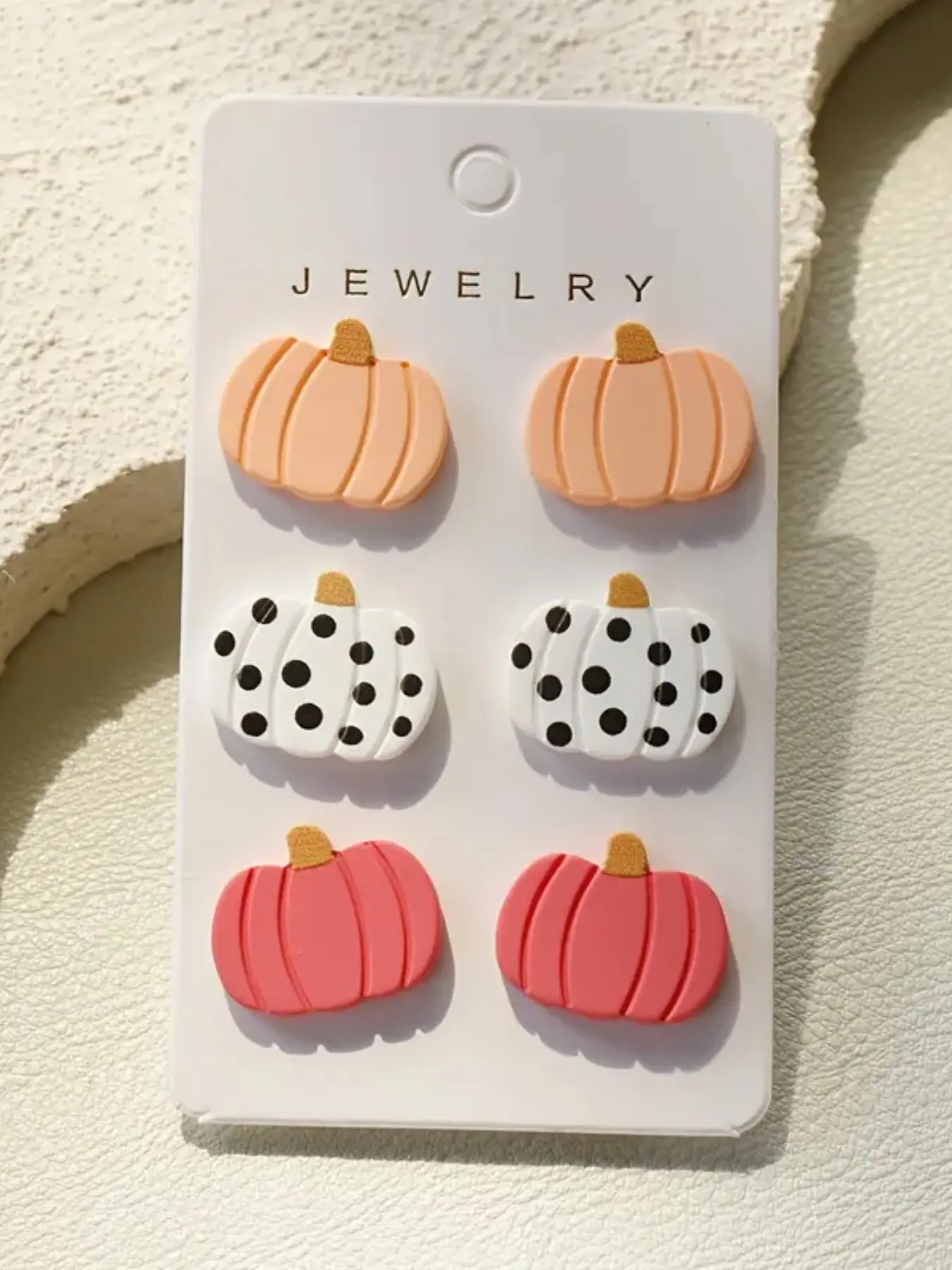 Halloween Vintage Pumpkin Design Earrings Set for Women, Cute Acrylic Party Jewelry Gift Idea, 3 Pairs Elegant Accessory