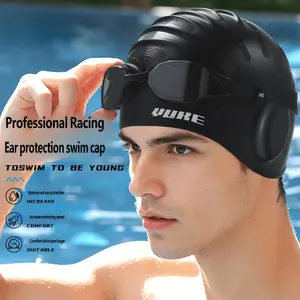 Swim Cap for Men with Extended Head Circumference, Ear Protection Silicone Cap for Adults and Women, Non-Constricting Swimming Cap, Swimming Gear, Anti-Slip Durable Dual Ear Coverage Design