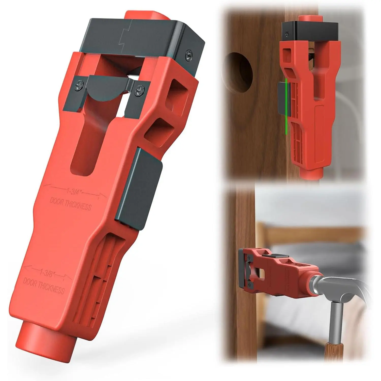 Door Latch Mortise Tool, Mortise Kit with 2 count Detachable Vertical Calibration Plate, Complete Door Latch Installation Kit for , Clean, and Professional Mortising  /8" and /4" Doors