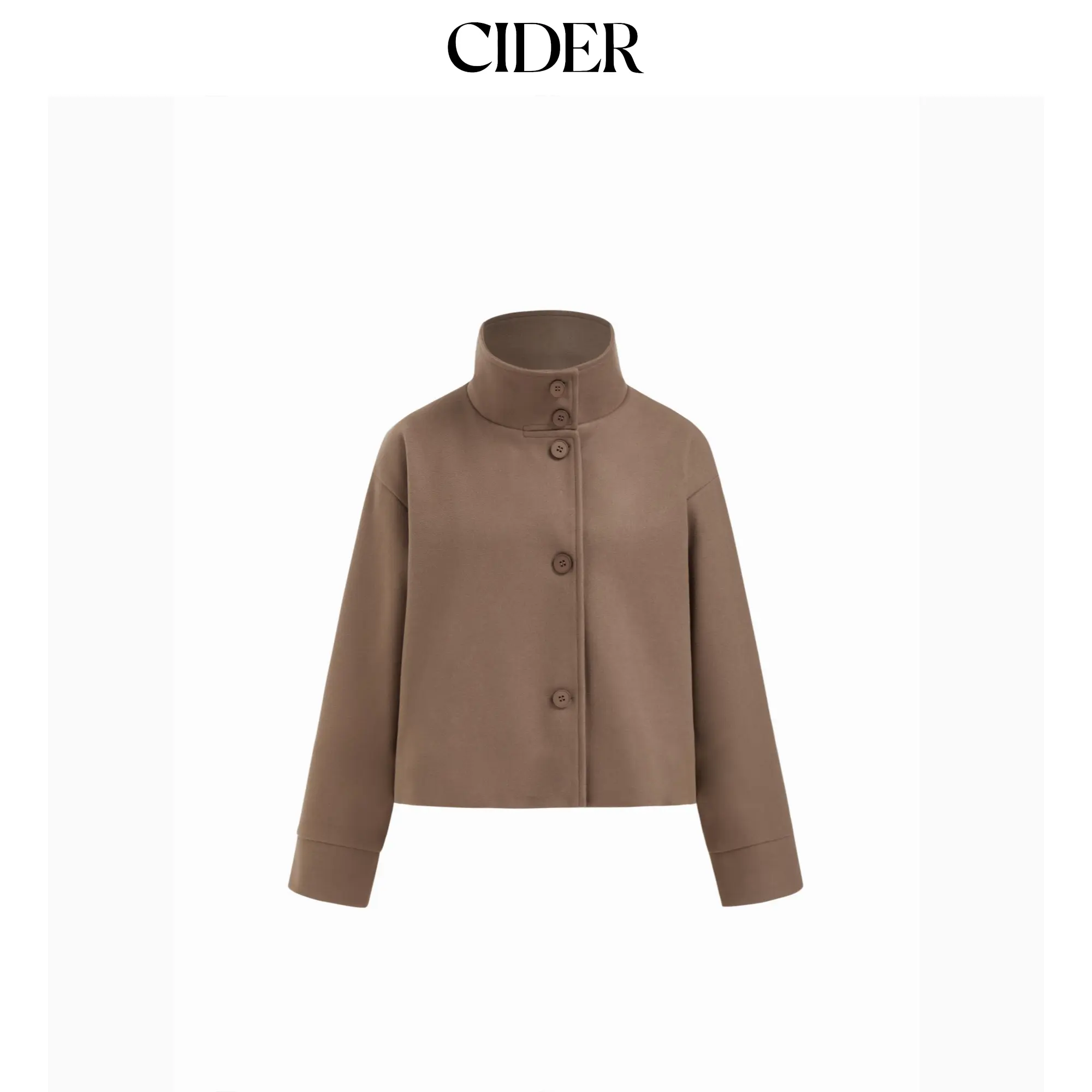 Cider High Neck Button Oversized Long Sleeve Jacket SohoChic