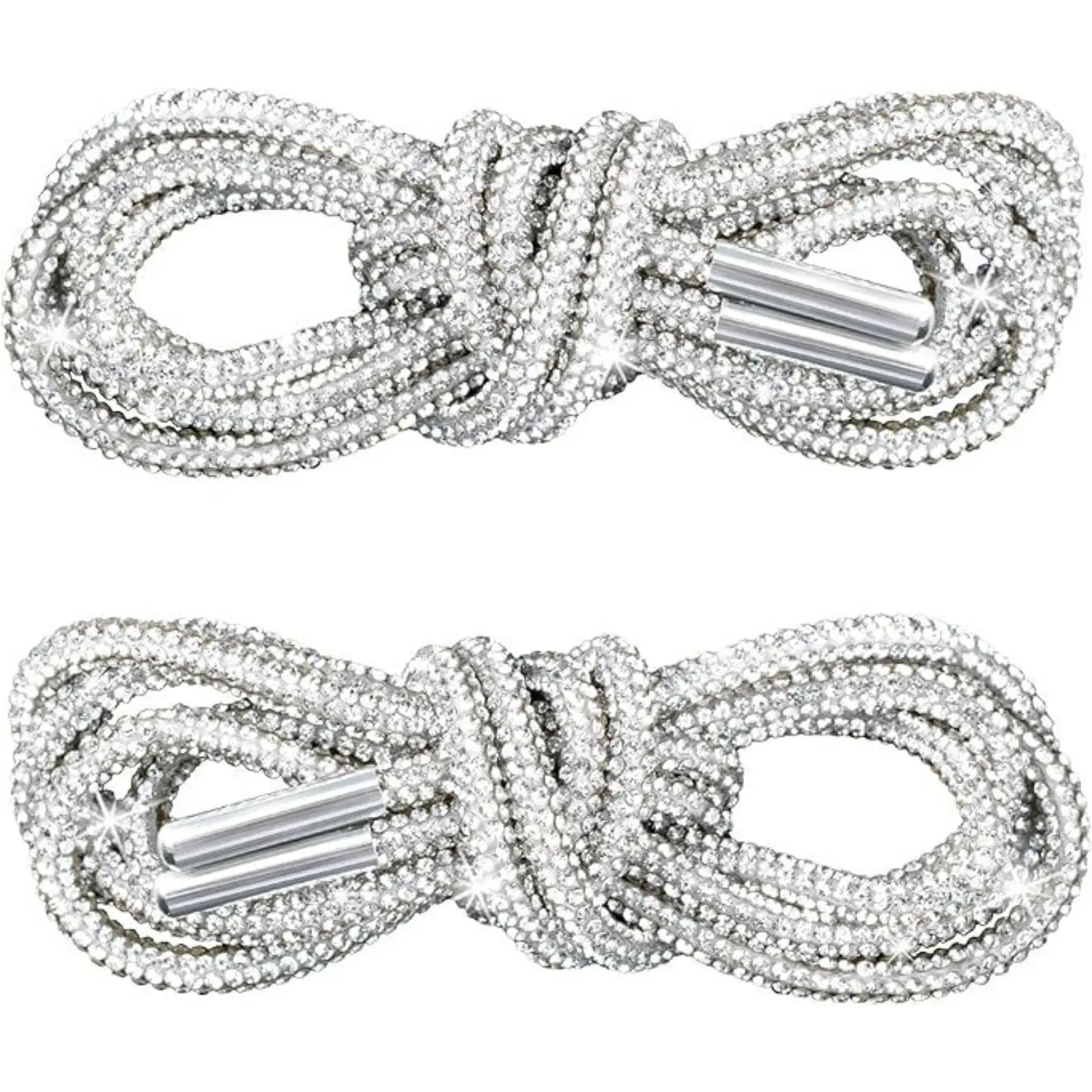 2PCS 47 Inch Glitter Rhinestone Shoelaces Bling Diamond Round Shoe Strings Replacement Metal Tips Hoodie Drawstring Cord for Sneakers Sweatpants DIY
