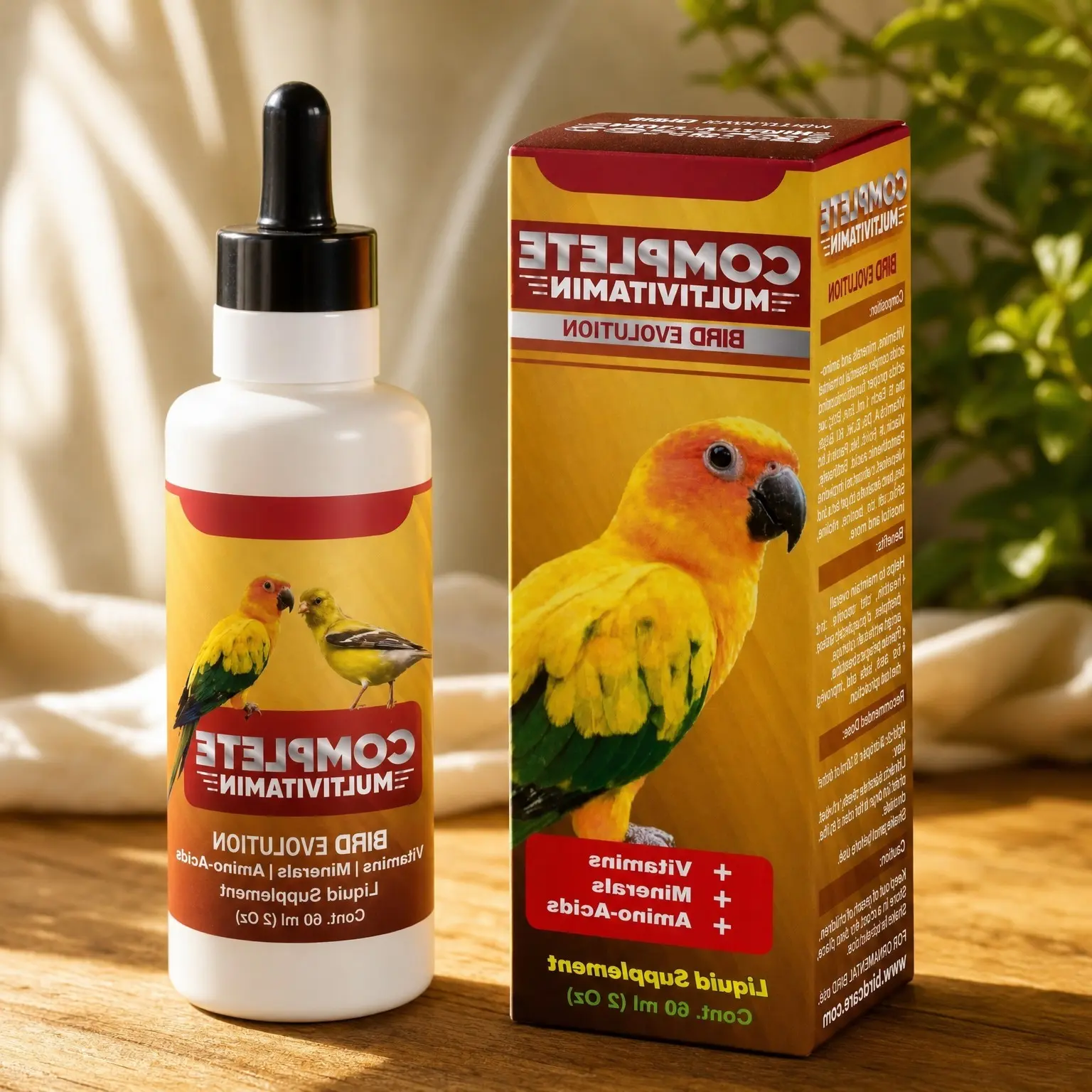 High-Potency Multi-Vitamin & Mineral Supplement for Pet Birds - 2.0 ozGift