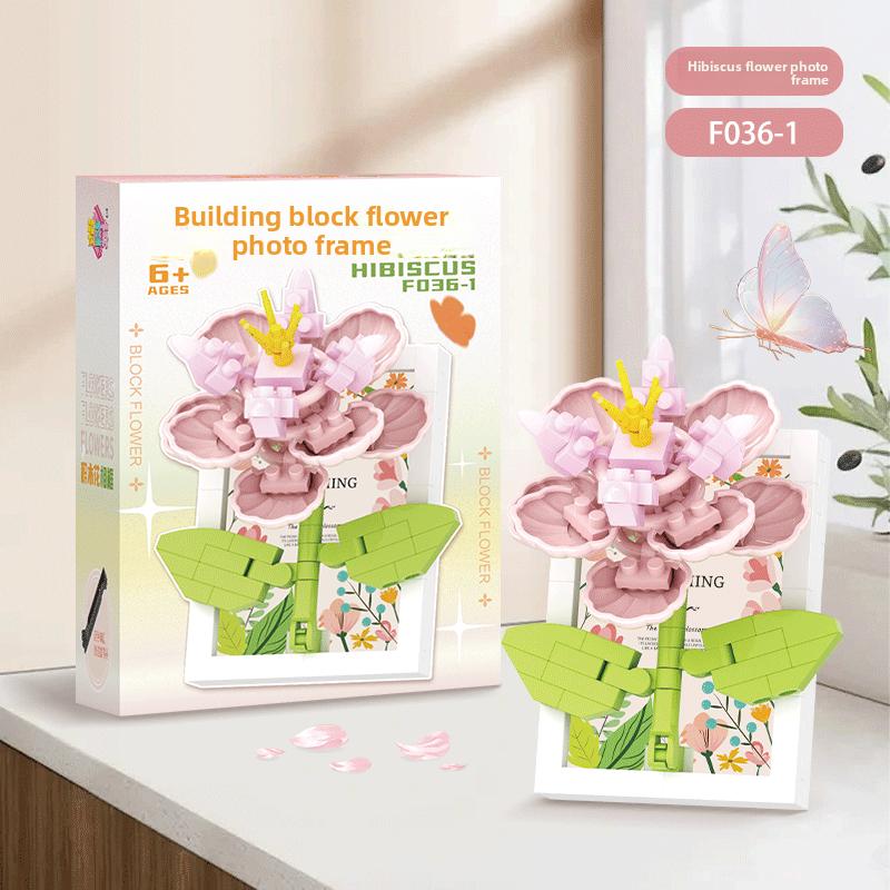 Picture frame, building blocks, bouquet, preserved flowers, carnations, sunflowers, DIY girls' holiday