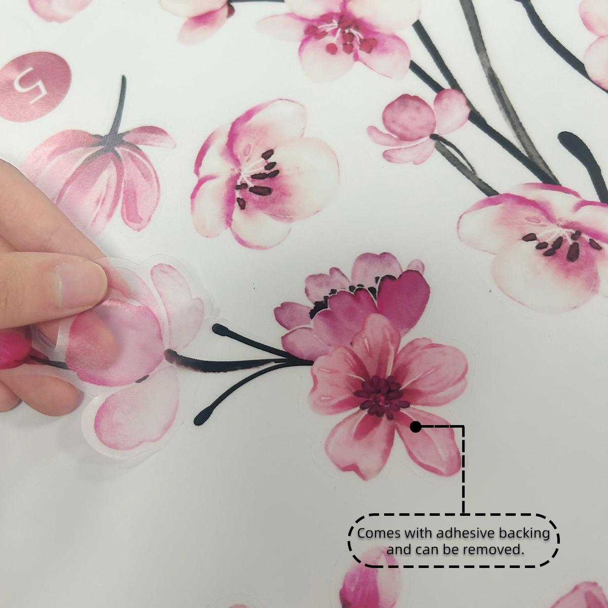 Peach Blossom Tree & Bird Pattern Wall Sticker, 4 Sheets/set Self Adhesive Wall Decal, Decorative Mood Calming Stickers for Home Living Room Bedroom, Wall Art Stickers, Vinyl Wall Stickers, Floral Pattern Sticker