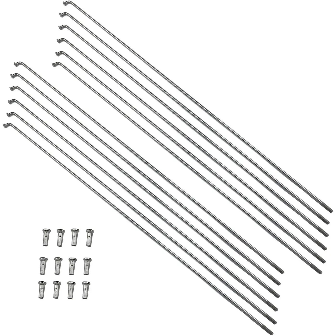 12 Pack 14G  Spokes, 10.2 Inch Stainless Steel with Nipples | 304 Stainless Steel, 260 mm Length, 2 mm Diameter, 14 mm Caps,  Finish, Fits Road and Mountain Wheels