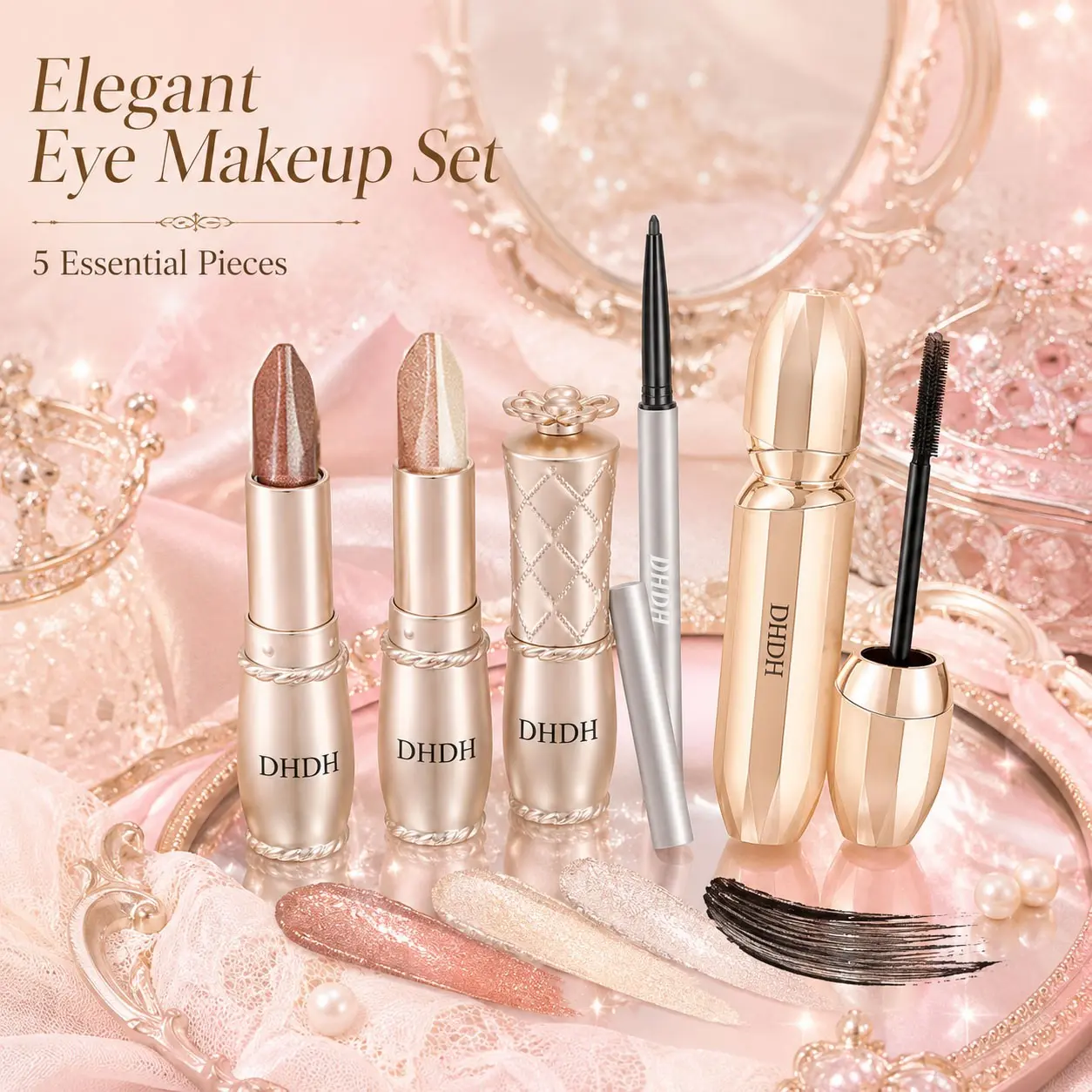 Lazy Eye Makeup Set, Shimmer Eyeshadow Stick, Waterproof Eyeliner, Mascara, Beginner Friendly, Affordable, Portable Cosmetics, Cosmetics Kit