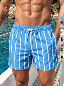Men's Striped Shorts, Street Style, Outdoor, Vacation, Party, Commute, Fashion, Trendy, Retro, Versatile, Youthful, Holiday, Campus, Daily Wear