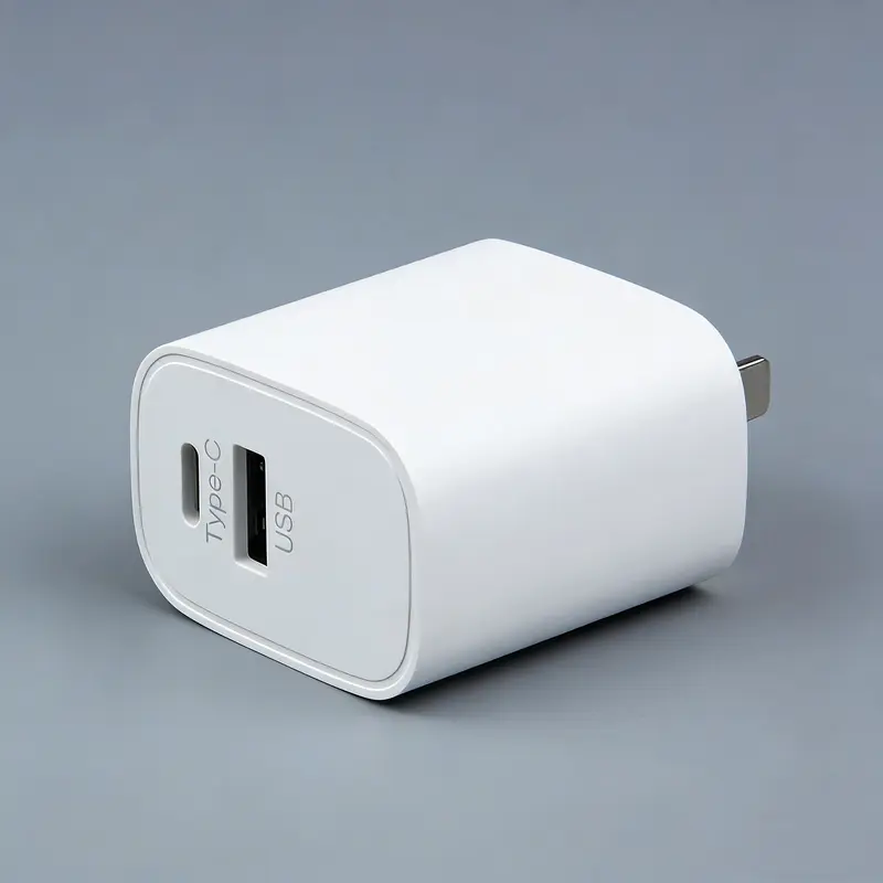Dual Port USB Charging Adapter, Wall Mount USB-C & USB-A, Portable Home Travel Use, Total 20W for iPhone Samsung Android Tablets Phones, 5v Devices