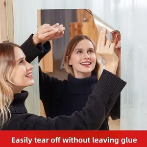 Self Adhesive Mirror Sheet, Flexible Acrylic Mirror Sticker, Non-Glass Sticky Mirror Tile, Wall Mountable for Home Decor