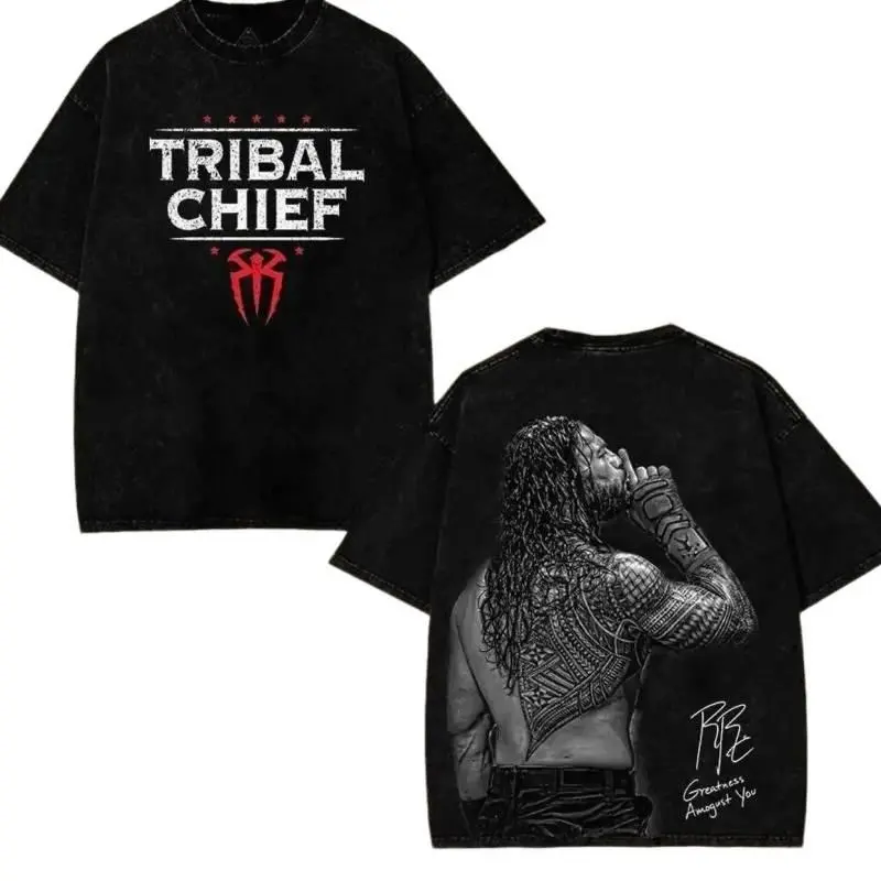 "Tribal Chief" WWE Bloodline Graphic T-Shirt| Head of the Table Vintage Wrestling Tee, Champion Fan Shirt, Retro WWE Wrestling Unisex Short Sleeve Cotton Tee, Roman Reigns Fan Merch, Streetwear Wrestling Apparel