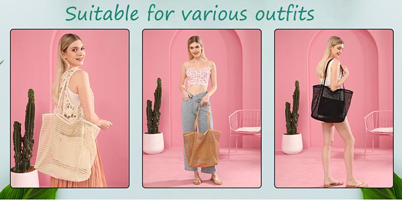 Large Capacity Beach Bag, Outdoor Mesh Camping Backpack, Foldable Shoulder Bag, Home & Outdoor Storage Bag, Ideal for Camping, Outdoor Camping Supplies