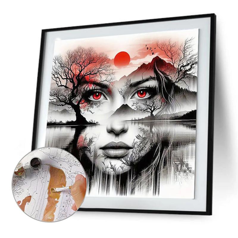 Paint By Numbers Kit On Canvas DIY Oil Art Silhouette Girl Face Picture40x40cm