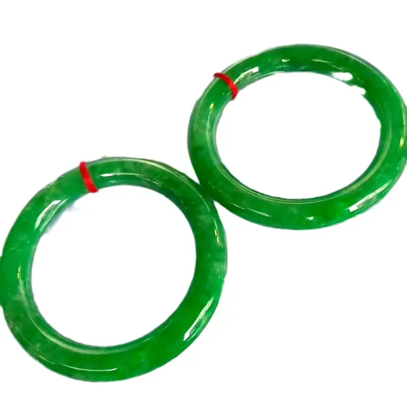 Women's Ancient Jade Bangle - Myanmar Old Mine Imperial Green Ice-Waxy Full Green Round Bar Jadeite Rarity, Collectible Cultural Stone with Elaborate Craftsmanship for Female Adults, Ancient Jade/Old Jade