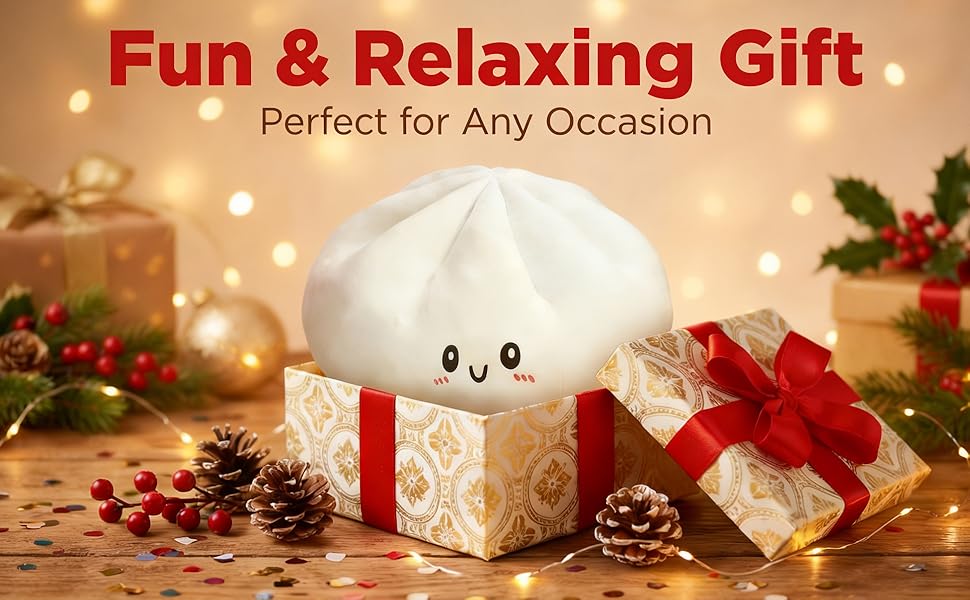 Dumpling Squishies, Glitter Dumpling Stress Relief Toys Box, Colorful Dumplings Stress Balls Fidget Sensory Toy, Easter Basket Stuffers, Stocking Stuffers with Food Steamer Stretchy Desk Toys