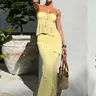Women's Solid Strapless Blackless Tube Top & Bodycon Skirt Set, Casual Fashion Cozy Two-piece Outfits for Daily Holiday Vacation Wear, Ladies Clothes for Summer Easter, Top and Skirt Set