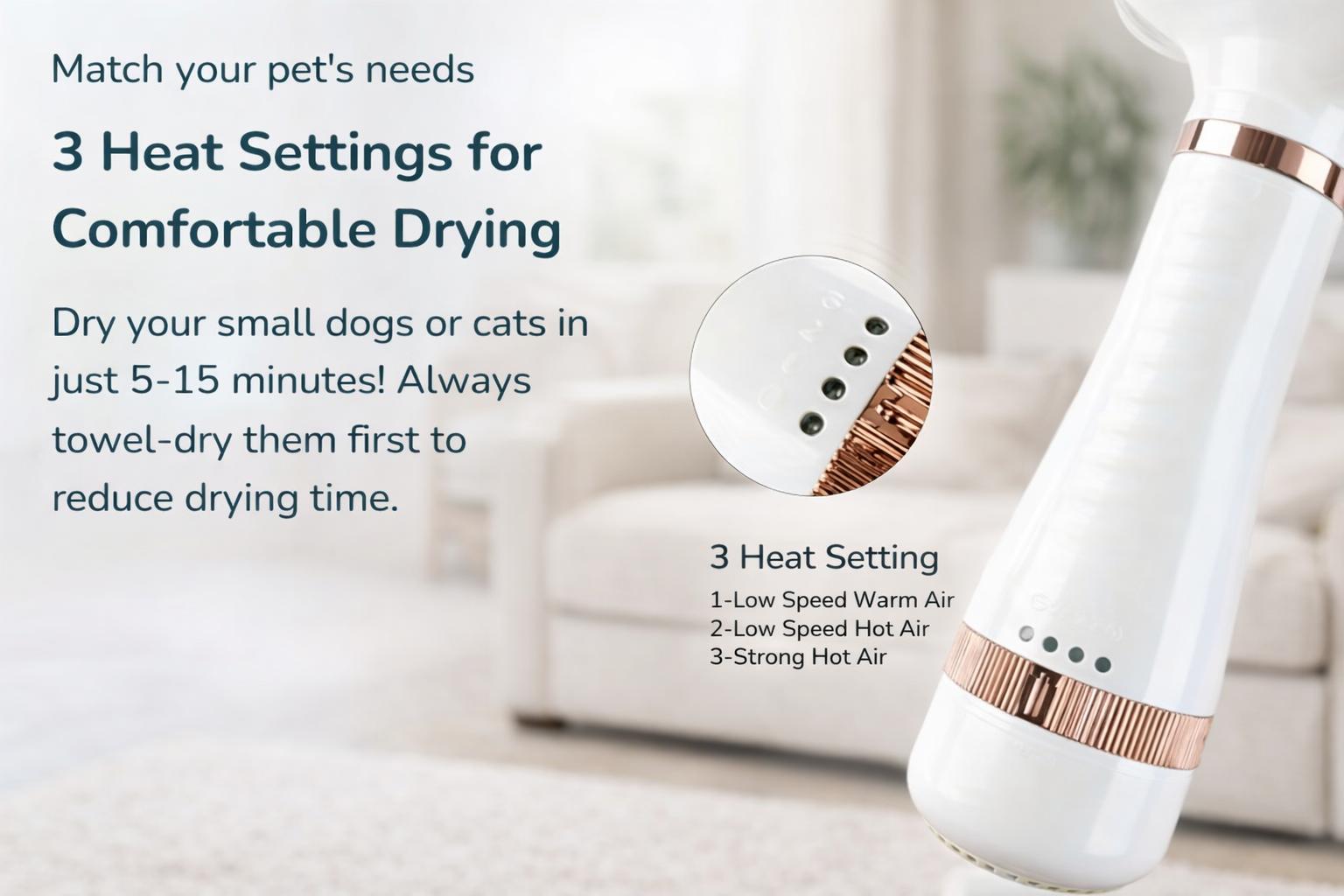 4-in-1 Dog Grooming Dryer, 2-in-1 Pet Hair Dryer & Brush with Self-Cleaning Function, Portable Dog Grooming Tool for Home Use, Ideal Gift for Pet Lovers