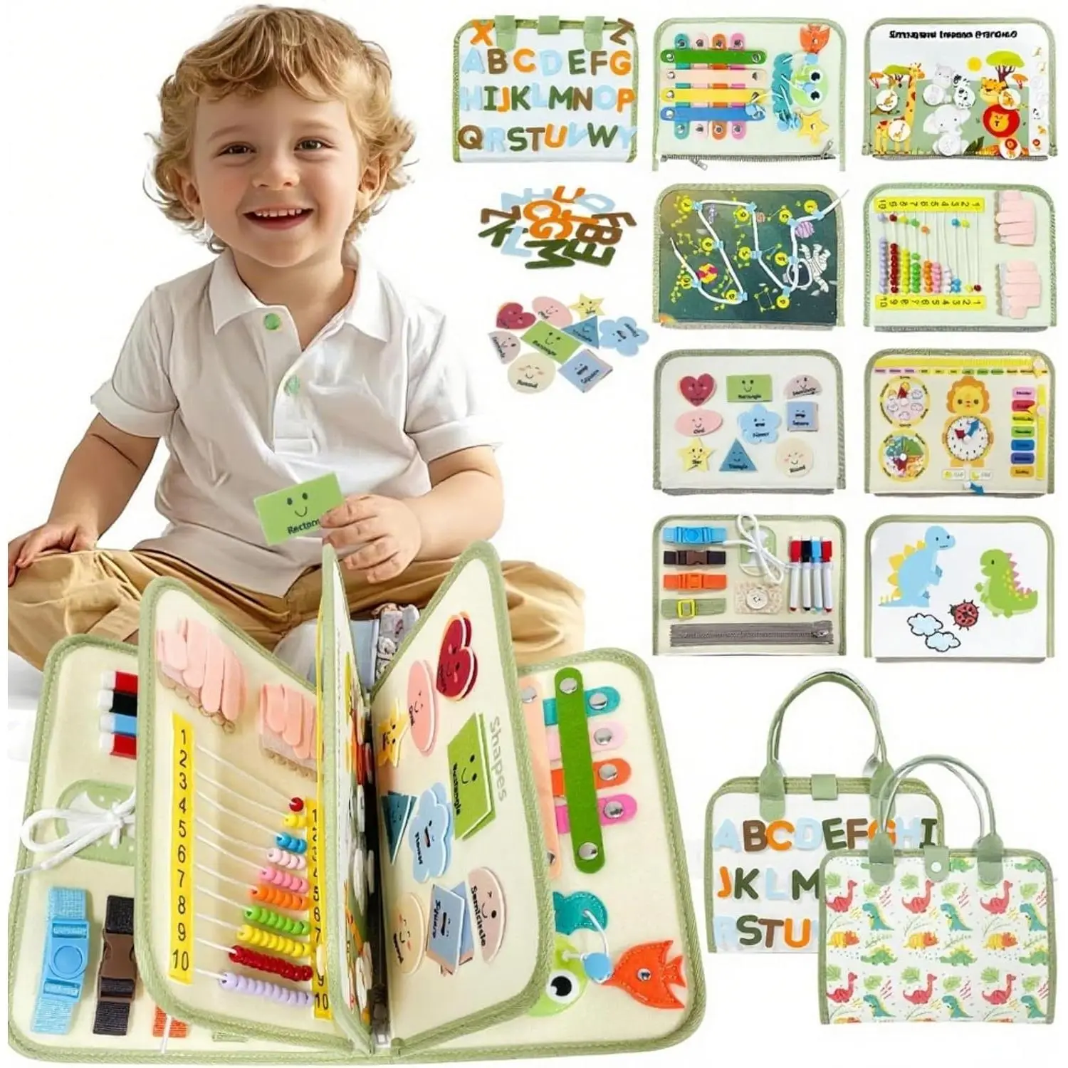 Toddler Montessori Busy Board - Interactive Alphabet Learning Language Toy, Sensory Toy, Travel Educational Activity for Fine Motor Skills Development, Toddler Gifts, Interactive Alphabet Learning Language Toys, Sensory Toy Language Toys