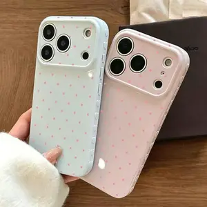 Polka Dot Heart Phone Case Slim Lightweight Scratch Resistant Cute Minimalist Design Daily Use for Apple iPhone 17 16 15 14 13