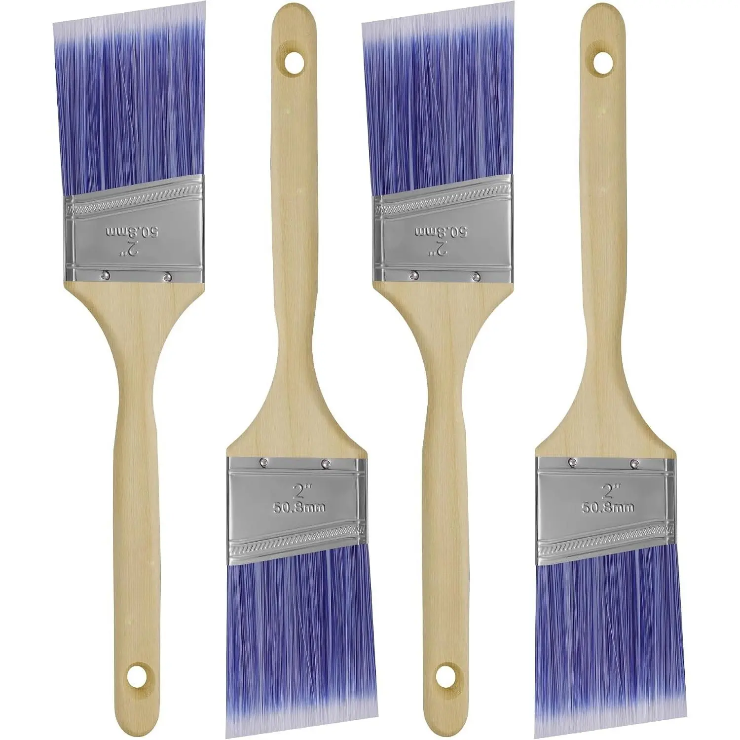 Brushes - 4 Pack, 1.5" Angle Brushes,  Brush Set,  Brushes for Walls, Stain &  Oil Paints -  Improvement - Interior & Exterior Use