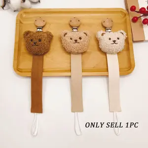Anti-Lost Pacifier Chain, Teething Toy Lanyard, Bear Head Design Soother Strap, Pacifierclip, Newborn Infant Baby Accessories for Boys & Girls