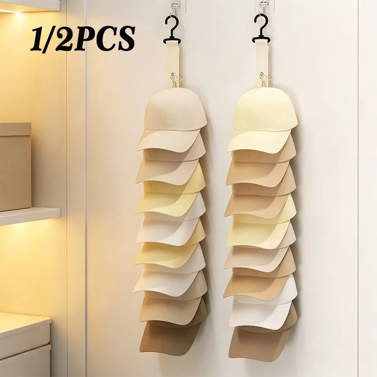 Closet Hanging Hat Organizer Rack, 8 Baseball Cap Hangers, Closet Hook Hat Storage, Cleaner Than Hat Racks, Valentine's Day Gift, Birthday Gift