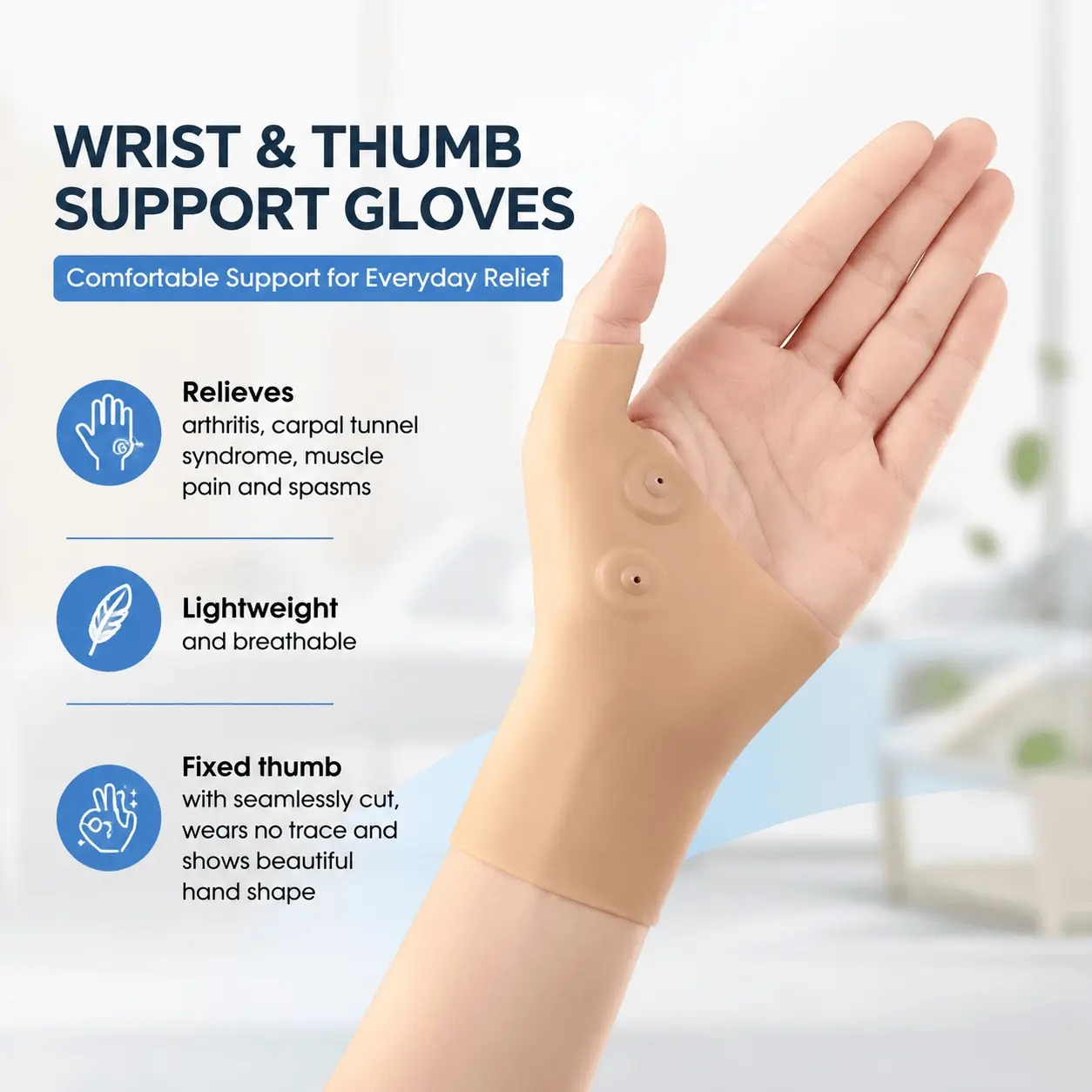 Arthritis Pain Relief Glove: Silicone Gel Compression Wrist Support with Thumb Stabilizer, Massage & Comfort Design for Daily Use, Joint Recovery, Lightweight & Breathable Hand Brace for Carpal Tunnel, Tendonitis, Injury Care