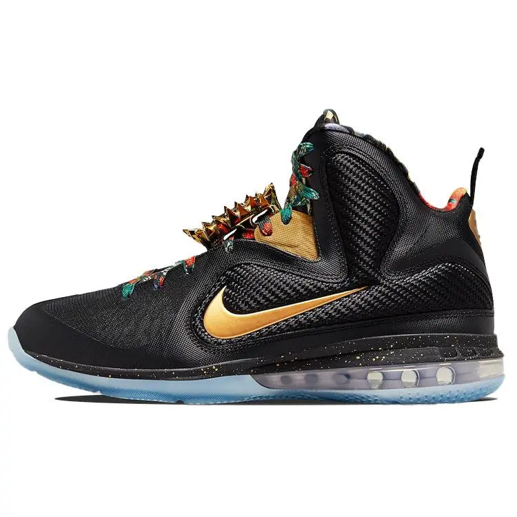 Nike LeBron 9 King Mid-Top Performance Basketball Shoes for Men in Black and Gold Verifiable, with credentials and supporting global authentication