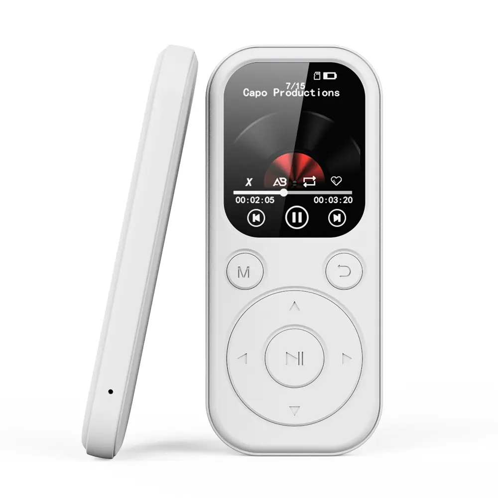 Bluetooth 5.4 Portable MP3/MP4 Player Device with Screen, Type-C Fast Charge, Built-in FM Radio & Recording, Expandable Micro SD Card Support, E-Book Function, White Rechargeable Audio Player