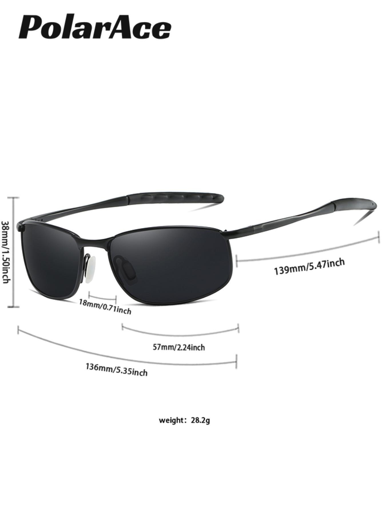 1 Piece PolarAce Unisex Business Style Reviving Classic Charm Rectangular Full Frame Polarized Sunglasses UV400