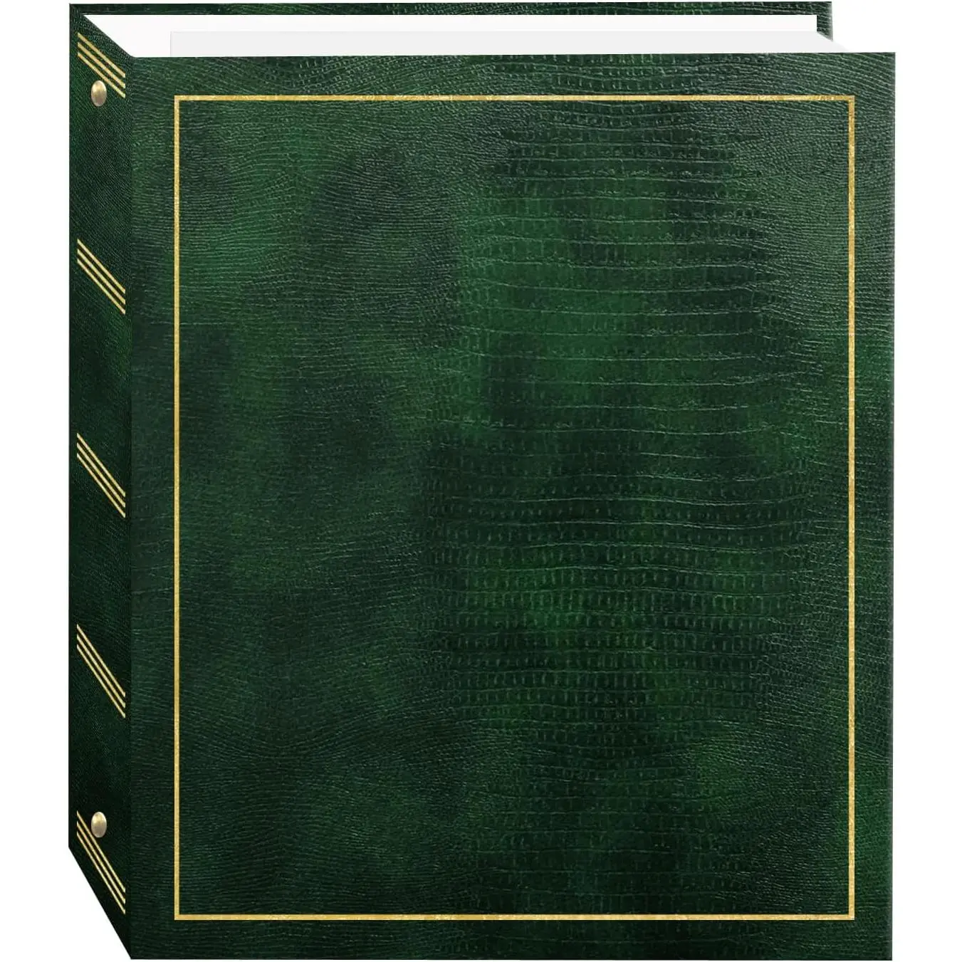 Magnetic Self-Stick 3-Ring Photo Album 100 Pages (50 Sheets), Hunter Green - Self Adhesive Photo Album for Picture Storage and Scrapbooking