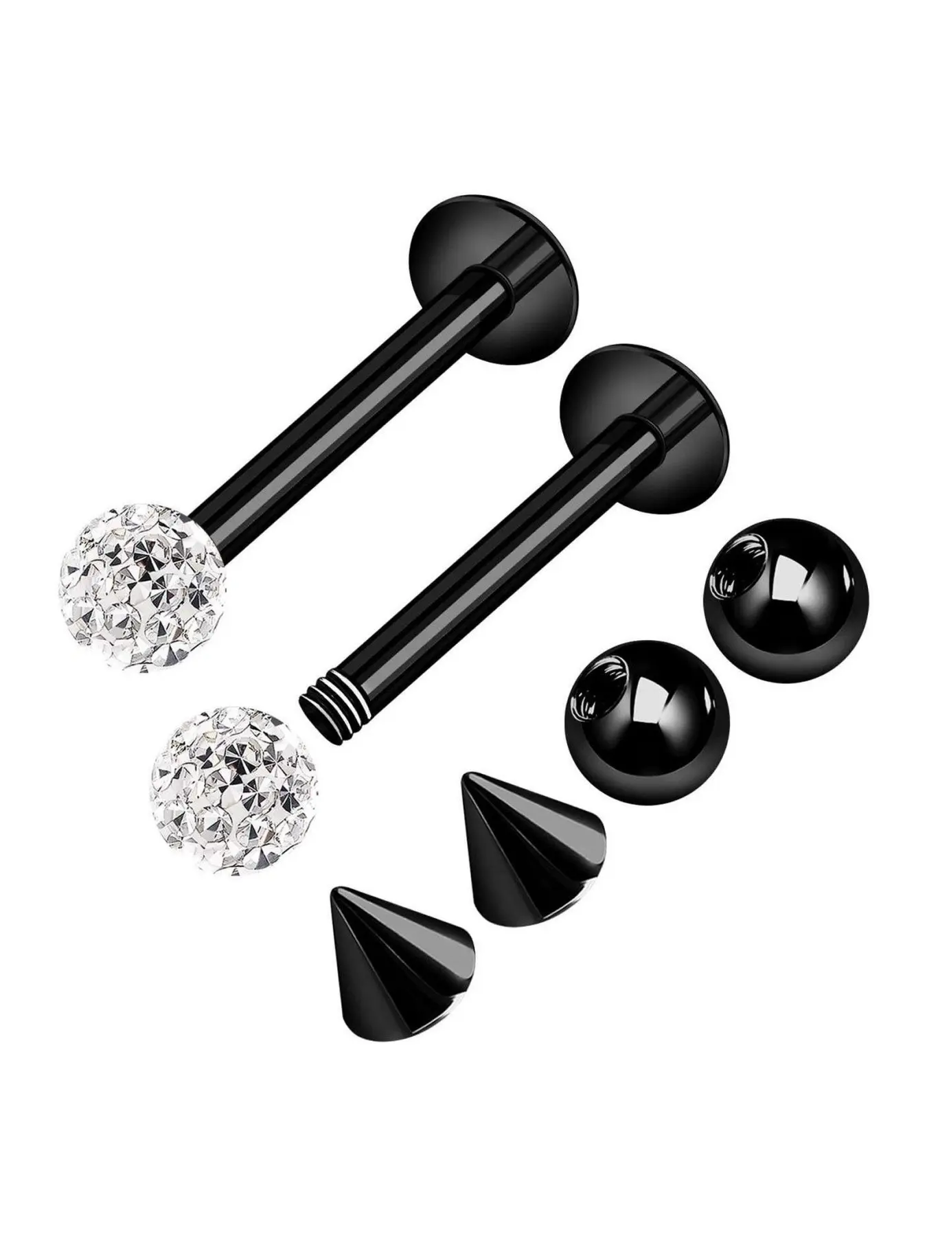 2PCS Anodized Black Labret 16g 3mm Clear Ferido Ball Monroe Tragus Cartilage Spiderbite Earrings Piercing Jewelry Pick Size10mm