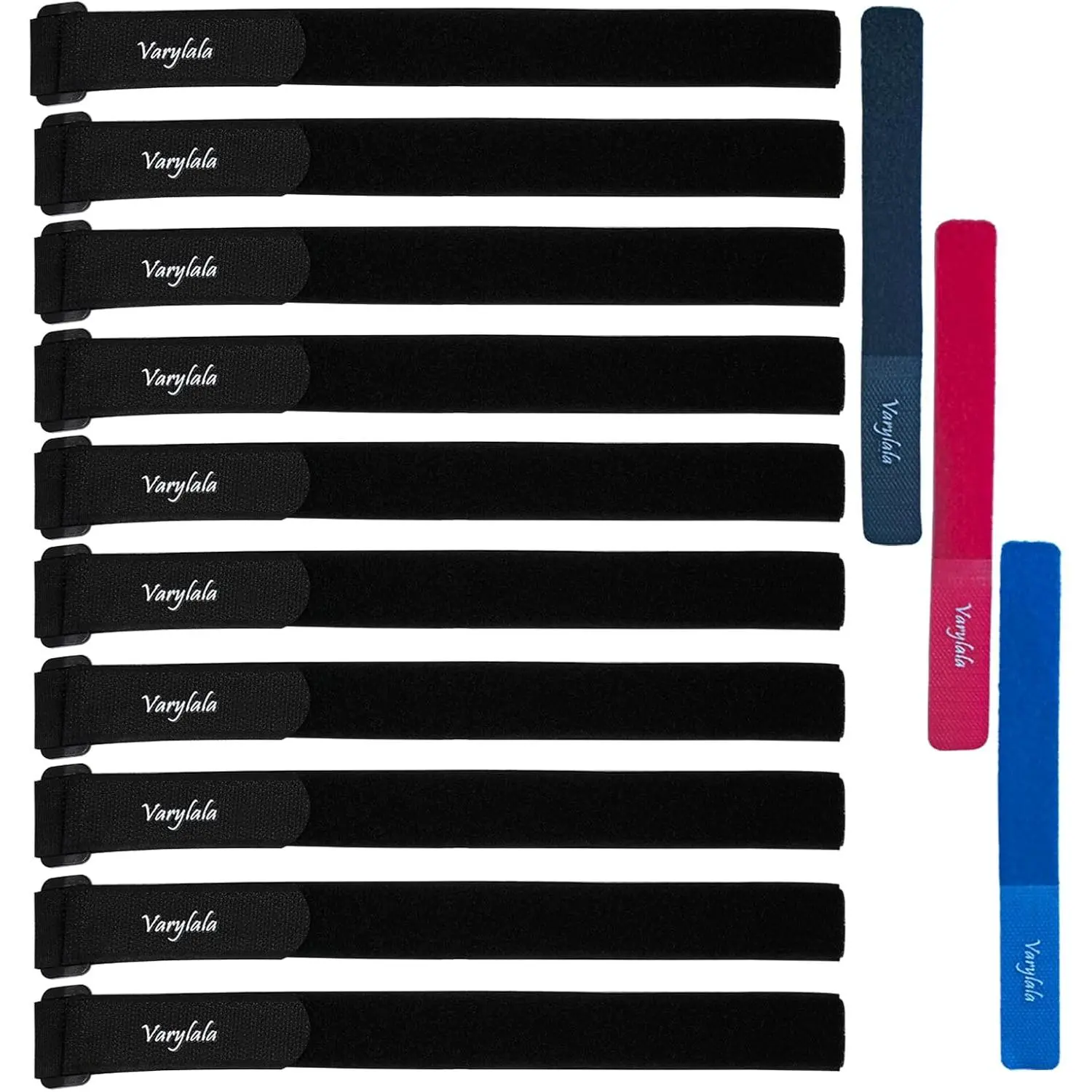 10 Pcs Versatile Hook and Loop Securing Straps Tie downs Fastening Stabilizer Straps (1"x24") – (Black)