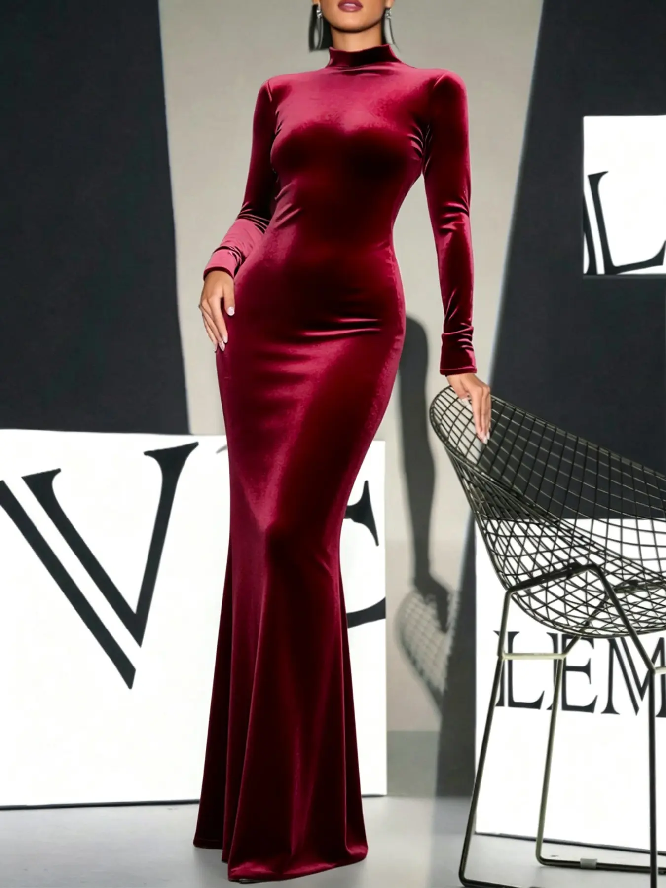 Elegant Velvet Long Dress for Women, Perfect for Fall Winter, Daily Wear, Dates, Parties, Formal Events, Weddings, Graduations