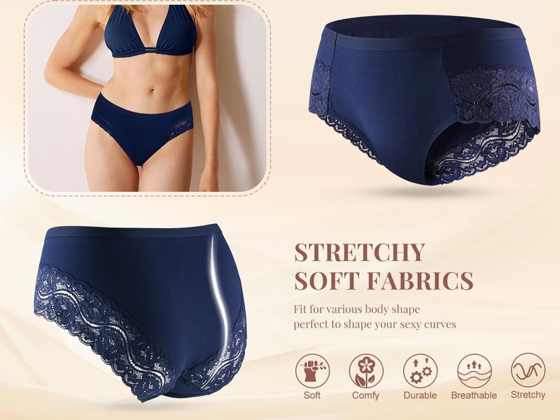 LEVAO Cheeky Underwear for Women Lace Seamless Bikini Panties Ladies Soft No Show Hipster 6 Pack S-XXL