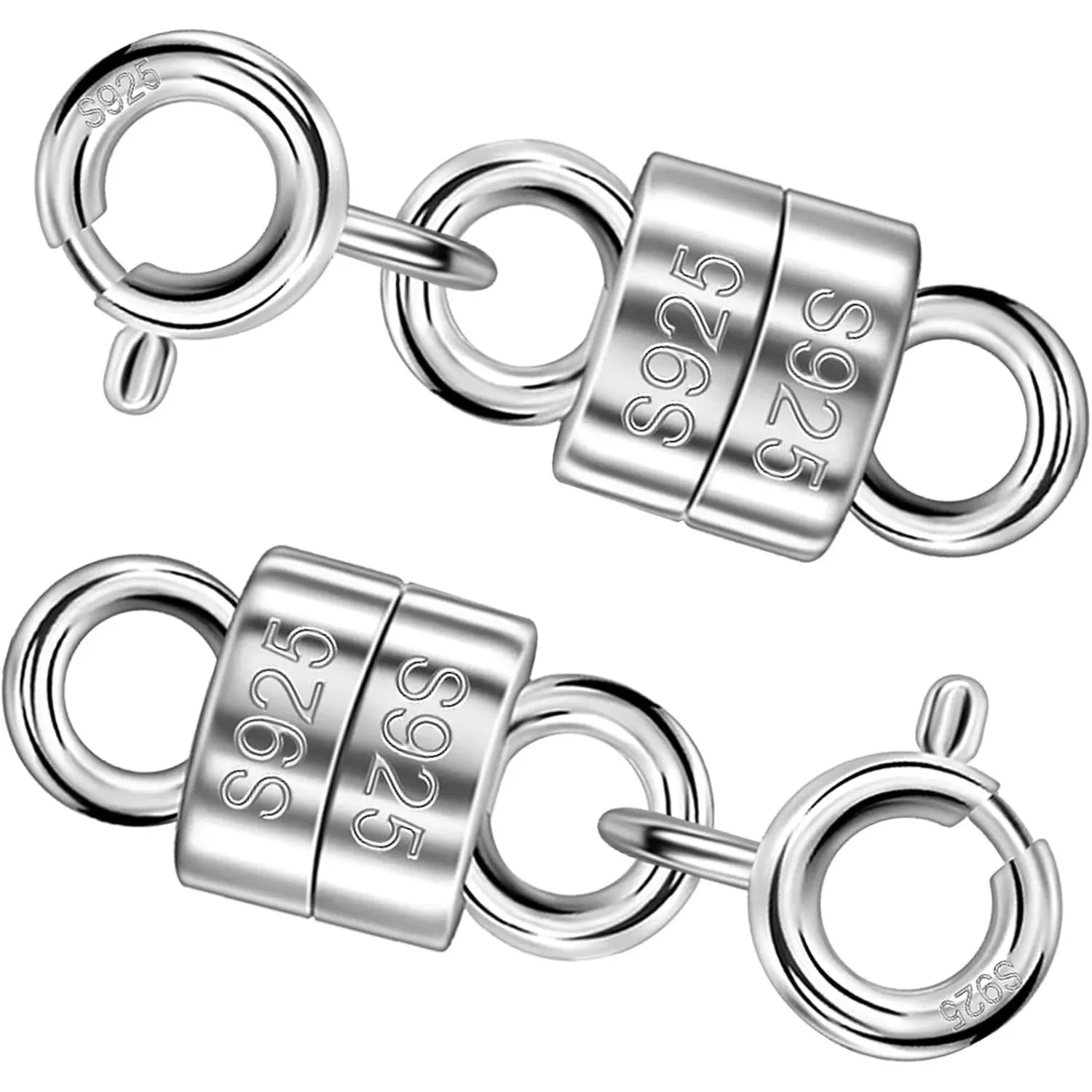 925 Sterling Silver Magnetic Necklace Clasps and Closures, Mini Magnetic Clasps for Necklaces, Bracelets, Chain Extender Connector for Jewelry Making, 2 PackGift