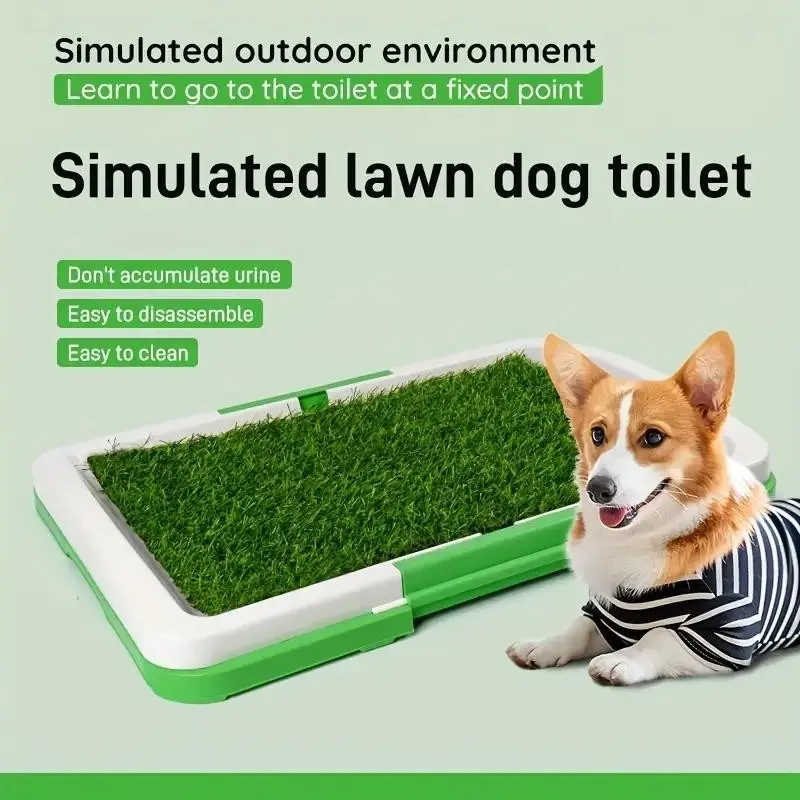 Dog Training Toilet with Artificial Grass, Non-Slip Indoor Puppy Potty, Odor-Free Splash-Proof Artificial Grass Pad & Tray
