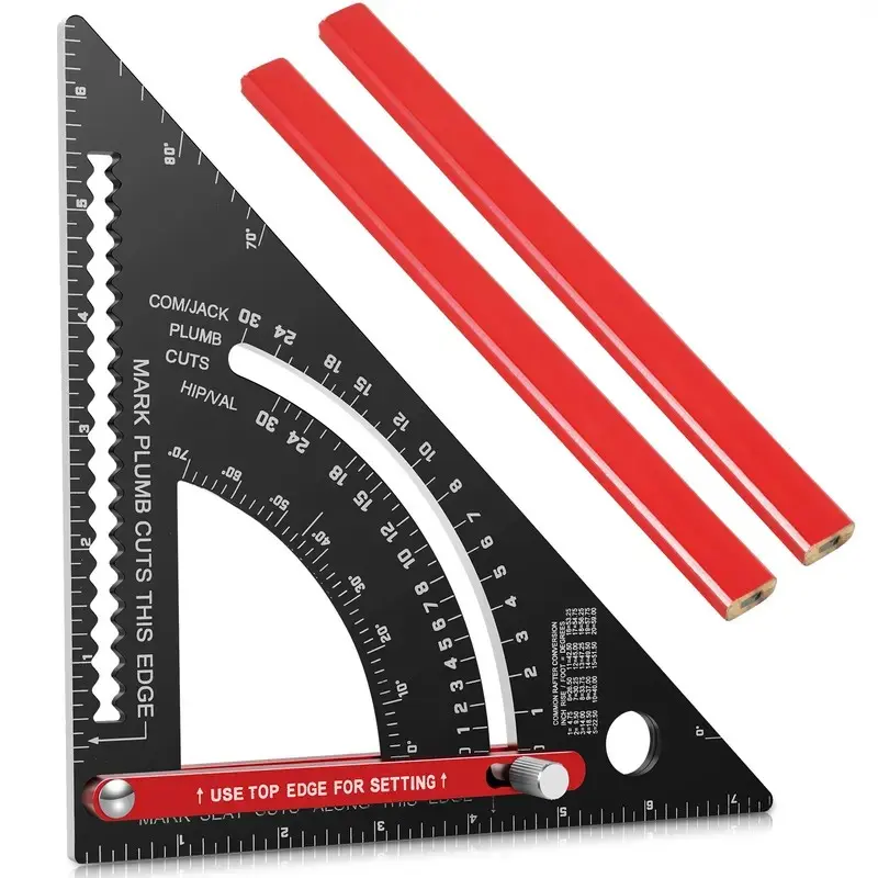Carpenter Square 7 inch Woodworking Tools Adjustable Rafter Square Carpenter Tools, Combination Square Framing Square, Aluminium Carpentry Squares, Miter Saw Guide, Gift for Carpenters