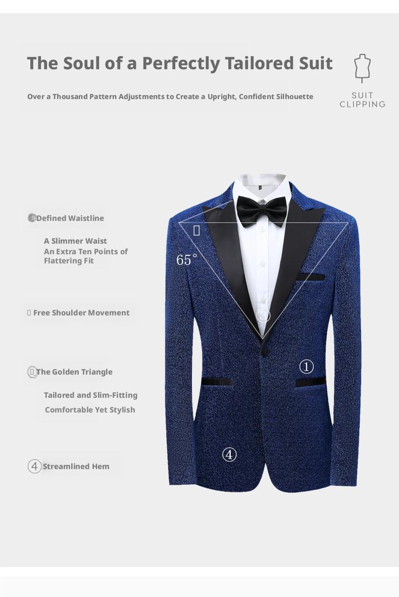 Men's Slim Fit 3-Piece Color Block Suit  Notch Lapel Light Business Groom Wedding Tuxedo, Center Vent
