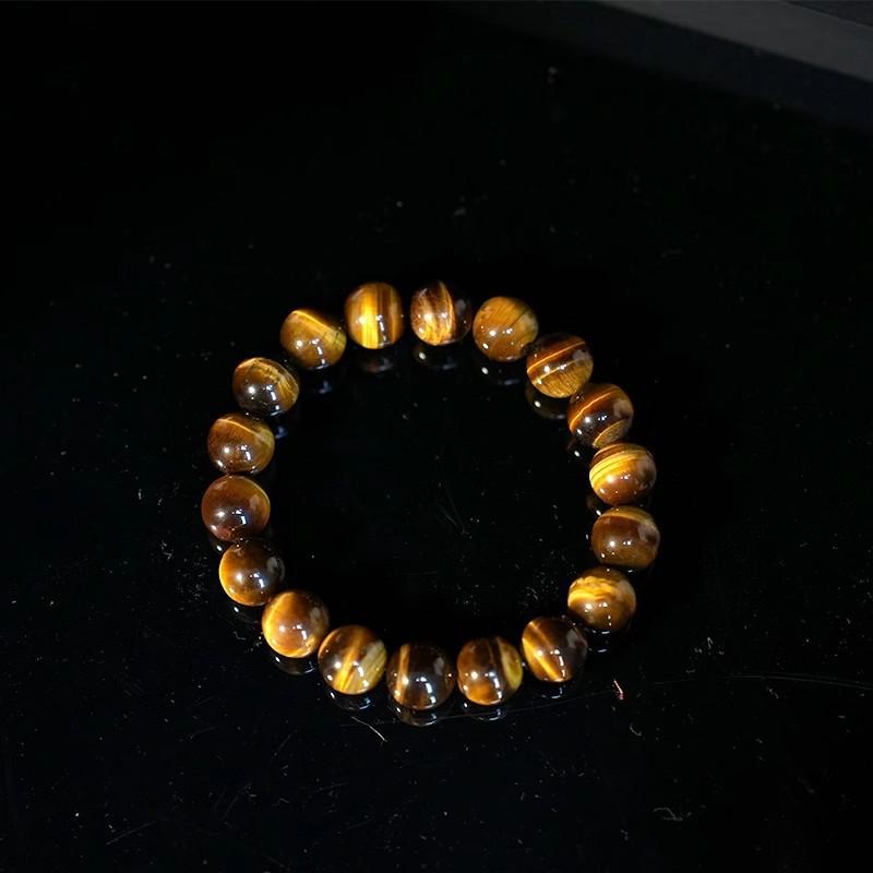 Natural Tiger Eye Stone Bracelet for Men and Women, Yellow Tiger Eye Stone, Colorful Tiger Eye Cat Eye Stone, Wood-Transformed Tiger Eye Stone Bracelet