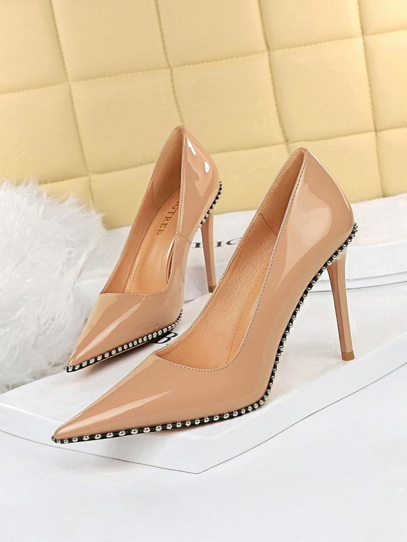 Women's Fashionable Rivet Decorated Stiletto Heels, Elegant Pointed Toe High Heel Shoes for Party, Banquet, Daily Clothing Decor for Women & Girls, Classy Stiletto Heels