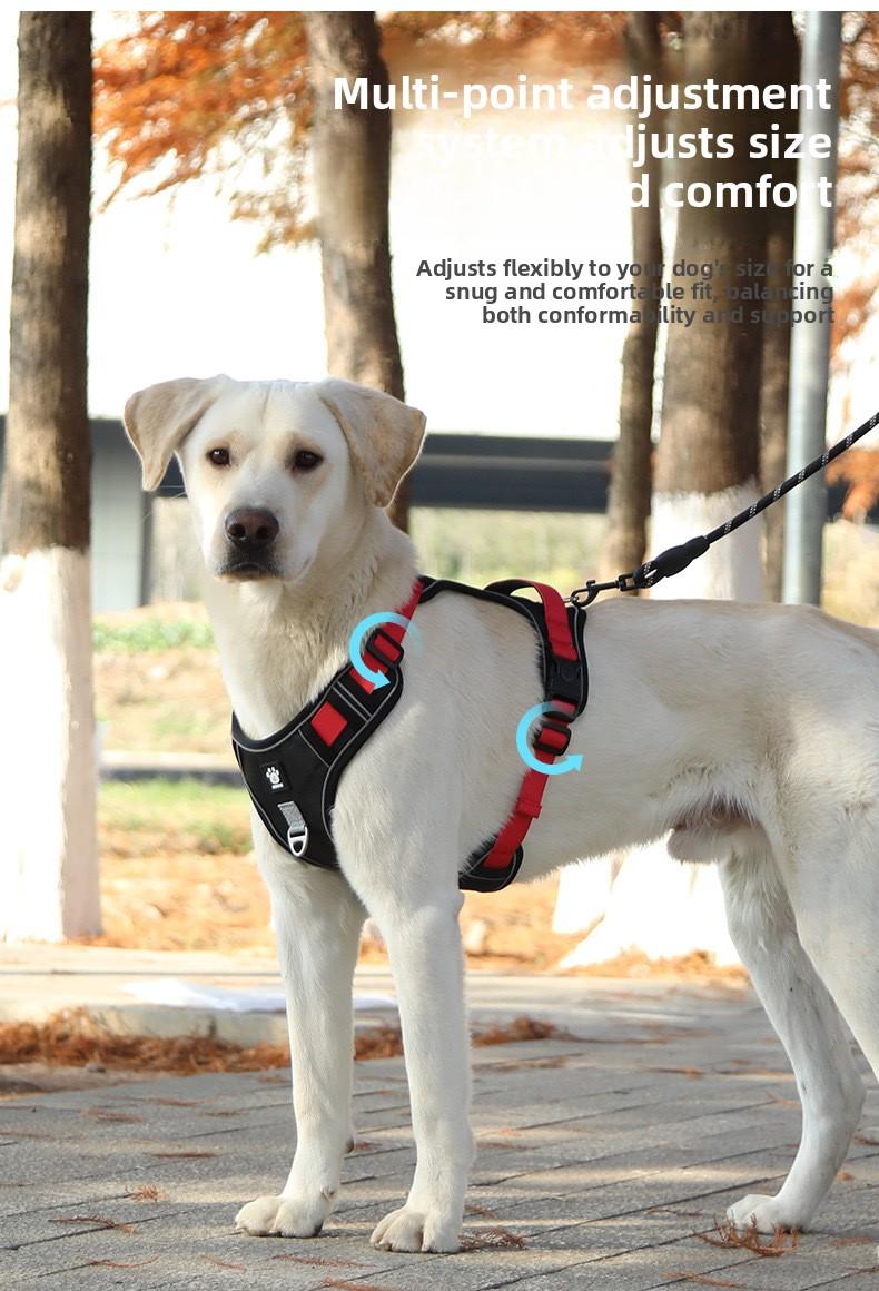 Cross-border large dog leash, anti-shock dog harness, reflective dog walking leash, vest-style collar for medium and large dogs