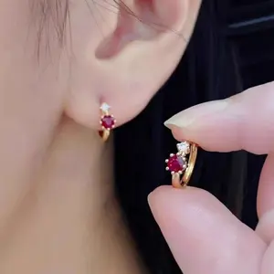 Elegant Paved Huggie Hoop Earrings for Women, Dainty Copper Alloy Fashion Jewelry with Snap Closure for Daily Wear, Ideal Birthday Gift