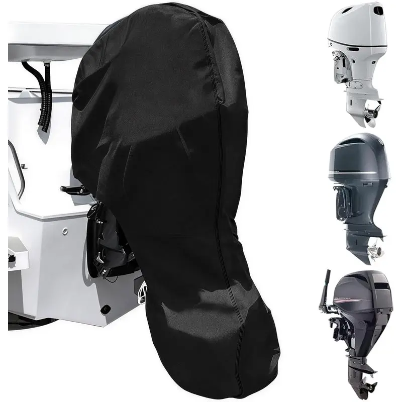 Trailerable Outboard Motor Cover for 15-20HP Engines, Heavy-Duty Waterproof Oxford Fabric, Full Length All-Weather Outdoor Protection with Zipper and Drawstring, Boating, Tight Fit
