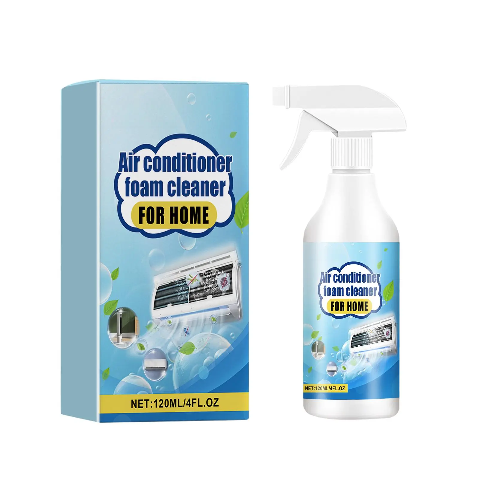 Household Air Conditioner Foam Spray Cleaner - All-Purpose Cleaning Solution for AC Internal/External Units, Toilet, Glass with Decontamination, Odor Removal, Nano, Pine Properties