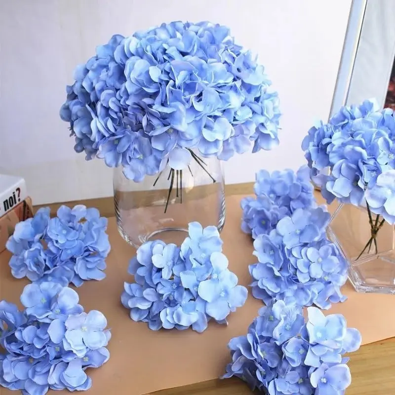 20 Pcs Blue Artificial Hydrangea Bouquet, Artificial Flower Decorations, Decorative Florals, Silk Hydrangea Flowers with Stems, Bulk Fake Flower Heads for Wedding Home Decor, DIY Arrangements & Event Styling, Ideal for Brides
